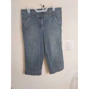 New York & Company Denim Capris Women 12 Blue Medium Wash Stretch Cropped Jeans